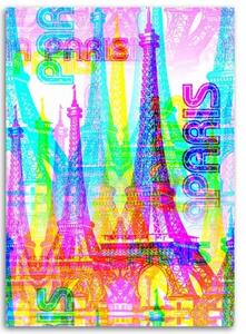 Obraz na plátně Eiffelova věž Paris Neon - 40x60 cm