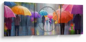 Obraz - Daždivý deň (s hodinami) (90x30 cm)