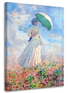 Obraz na plátně REPRODUKCE Žena s deštníkem - C.Monet, - 40x60 cm