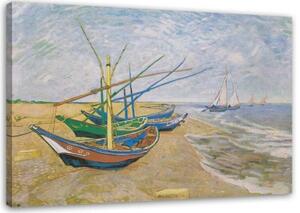 Obraz na plátně Rybářské lodě na pláži - V. van Gogh - 100x70 cm