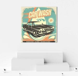 Obraz na plátně Myčka aut Vintage Sign - 40x40 cm