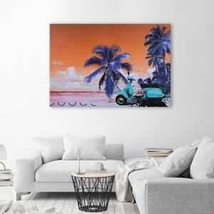 Obraz na plátně Beach Palm Scooter - 60x40 cm