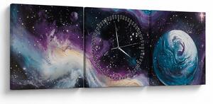 Obraz - Maľovaný vesmír (s hodinami) (90x30 cm)