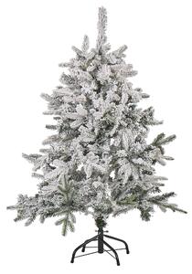 Umelý vianočný stromček biely syntetický materiál 120 cm zasnežený nastaviteľné vetvy sviatočný