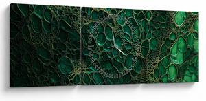 Obraz - Zelený mikroskopický záber (s hodinami) (90x30 cm)