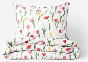 Goldea bavlnené posteľné obliečky - tulipány 140 x 220 a 70 x 90 cm