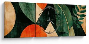 Obraz - Geometrické prírodné motívy II. (s hodinami) (90x30 cm)