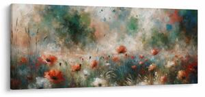 Obraz – Abstrakcia poľa s makmi (120x50 cm)