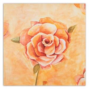 Obraz na plátně Oranžové růže Květiny - 30x30 cm