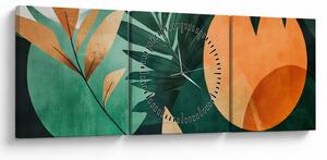 Obraz - Geometrické prírodné motívy (s hodinami) (90x30 cm)
