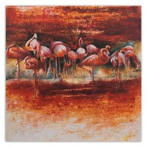 Obraz na plátně Plameňáci růžoví ptáci - 30x30 cm