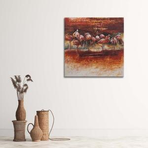 Obraz na plátně Plameňáci růžoví ptáci - 30x30 cm