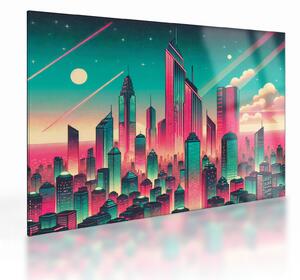 Sklenený obraz – Veľkomesto v pop-art štýle (70x50 cm)