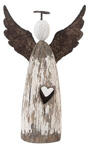 Dekorácia drevená figúrka anjel Angel Rustic S - 7*3*12 cm - Clayre & Eef