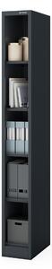Úzky kovový regál, archivačný na dokumenty antracitový: TIM 250 x 1950 x 450 mm