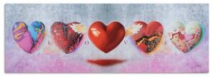 Obraz na plátně Srdce láska červená - 90x30 cm