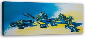 Obraz na plátně Žáby Zvířata Modrá - 150x50 cm