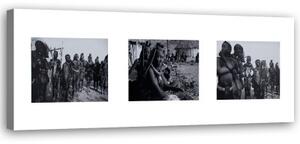 Obraz na plátně Afrika Lidé Černá a bílá - 150x50 cm