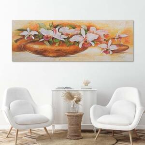 Obraz na plátně Květiny malování váza oranžová - 90x30 cm