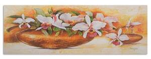 Obraz na plátně Květiny malování váza oranžová - 90x30 cm