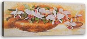 Obraz na plátně Květiny malování váza oranžová - 150x50 cm