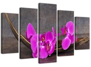 Obraz na plátně pětidílný Orchidejové květinové zenové lázně - 100x70 cm