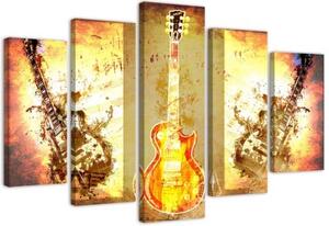 Obraz na plátně pětidílný Kytarová hudba - 150x100 cm