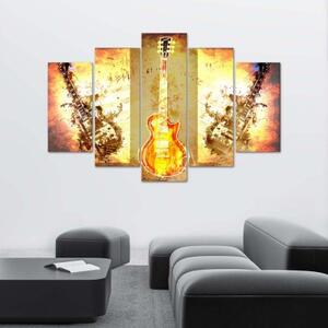 Obraz na plátně pětidílný Kytarová hudba - 100x70 cm