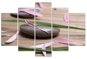 Obraz na plátně pětidílný Kamenné zenové květiny - 100x70 cm