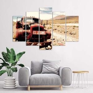 Obraz na plátně pětidílný Stará automobilová poušť - 100x70 cm