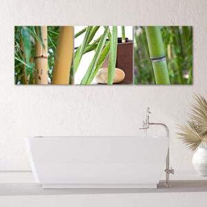 Obraz na plátně třídílný Bamboo Zen Spa - 90x30 cm