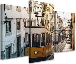 Obraz na plátně třídílný Tramvaj Lisabon City - 120x80 cm