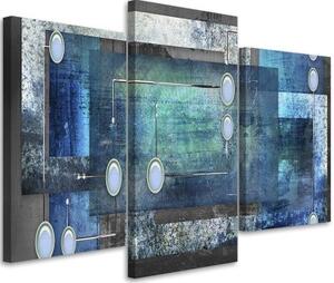 Obraz na plátně třídílný Abstraktní 3d modrá - 150x100 cm
