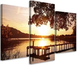 Obraz na plátně třídílný Jezero Sunset Lake - 150x100 cm