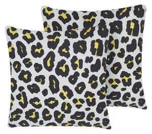 Sada 2 vonkajších vankúšov čiernobiely polyester 45 x 45 cm leopardí vzor záhradná terasa