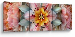 Obraz - Kaleidoskopický kvet (s hodinami) (90x30 cm)