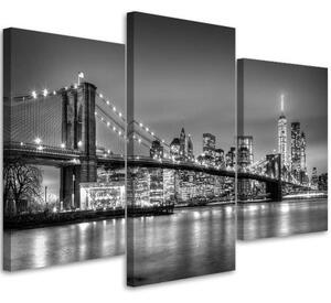 Obraz na plátně třídílný Brooklynský most New York - 150x100 cm