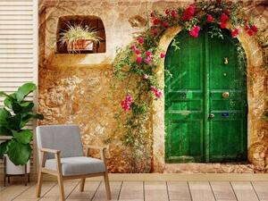 Fototapeta, Zelené dveře Toskánsko - 100x70 cm