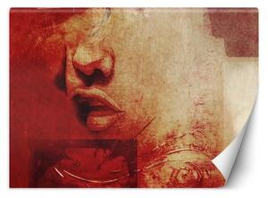 Fototapeta, Červené ženské rty Akvarel - 150x105 cm
