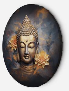 Okrúhly obraz na plátne Zlatý Budha a kvety Rozmery: 40 x 40 cm