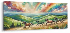 Obraz – Kone cválajúce krajinou (120x50 cm)