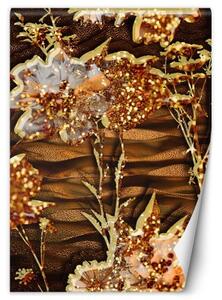 Fototapeta, Květiny ve zlatém brokátu - 100x140 cm