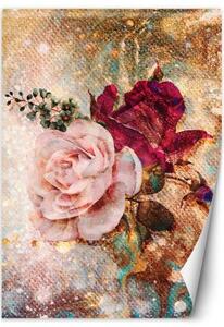 Fototapeta, Květiny Růžové růže - 100x140 cm