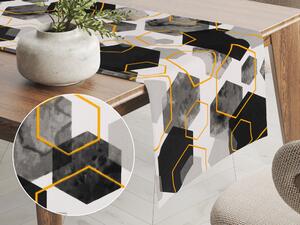 Biante Bavlnený behúň na stôl Sandra SA-482 Sivo-čierne mramorové hexagóny 45x140 cm