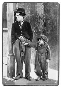 Kovová ceduľa Charlie Chaplin 20x30cm (dekoračná tabuľa)