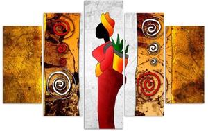 Obraz na plátně pětidílný Žena z Afriky - 150x100 cm