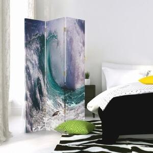 Ozdobný paraván Přírodní vlny moře - 110x170 cm, trojdielny, klasický paraván