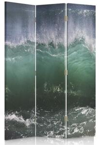 Ozdobný paraván Vlna Sea Turquoise - 110x170 cm, trojdielny, klasický paraván