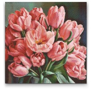 Diamantové maľovanie Romantická kytica tulipánov Rozmery: 50 x 50 cm, Rámovanie: Iba zrolované plátno, Diamanty: Okrúhle