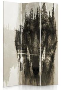 Ozdobný paraván Vlk Lesní zvířata Příroda - 110x170 cm, trojdielny, klasický paraván